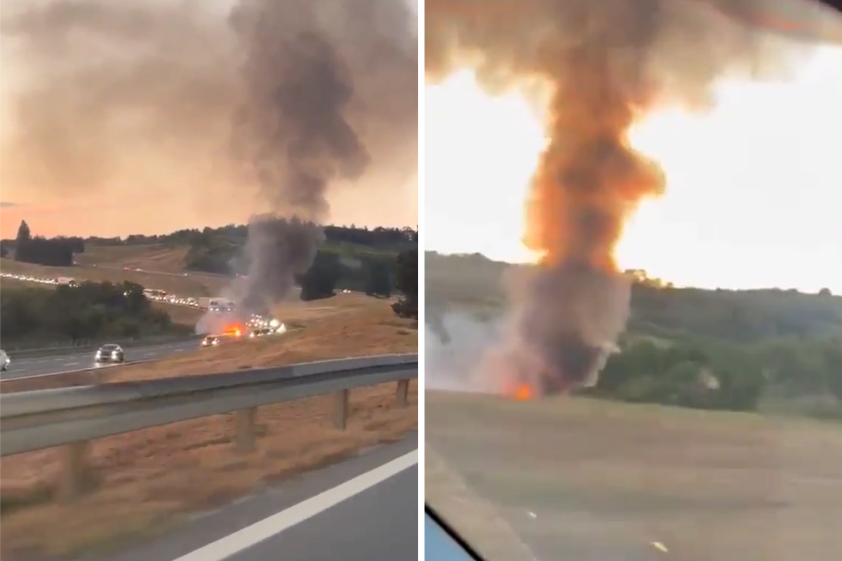 Izgorelo sve za 15 sekundi! Buktinja na auto-putu između Vrčina i Malog Požarevca