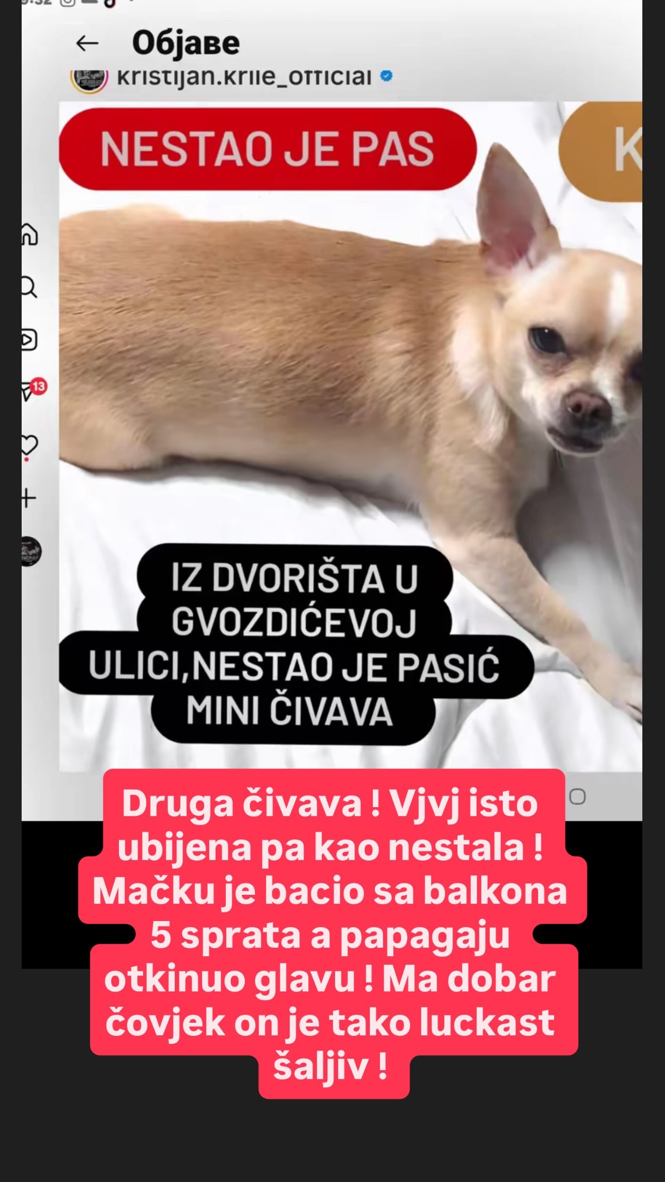Filip Car šokirao novim snimkom Kristijana Golubovića: "On je psa ubio i mrtvog doneo u lajv da ga oplakuje"
