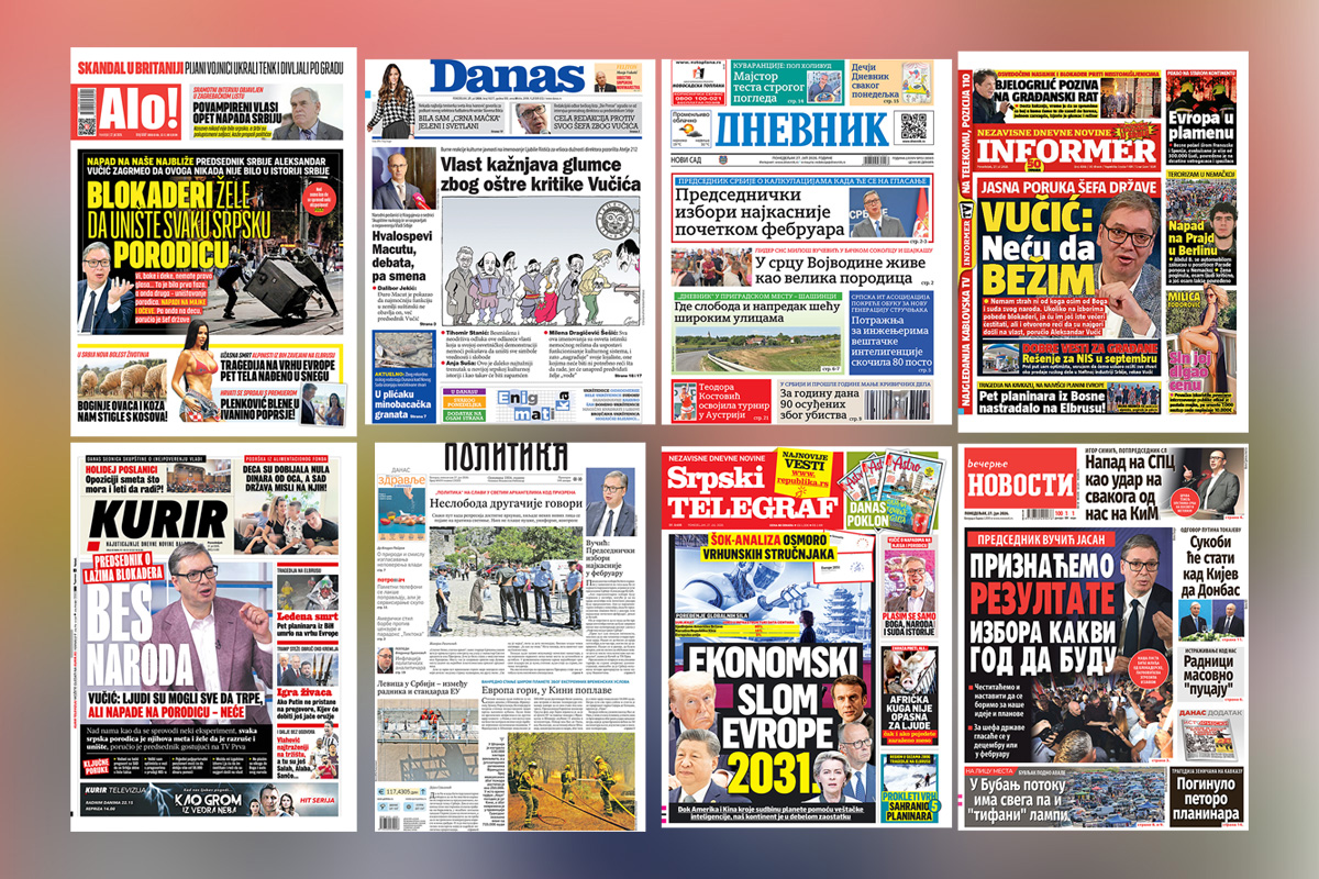 NASLOVNE STRANE SUTRAŠNJIH NOVINA: Prelistavanje štampe za ponedeljak, 27. jul 2026. godine