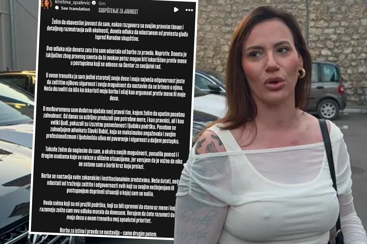 Kristina Spalević odustala od štrajka glađu: "Moram da zaštitim decu, oni su mi prioritet"