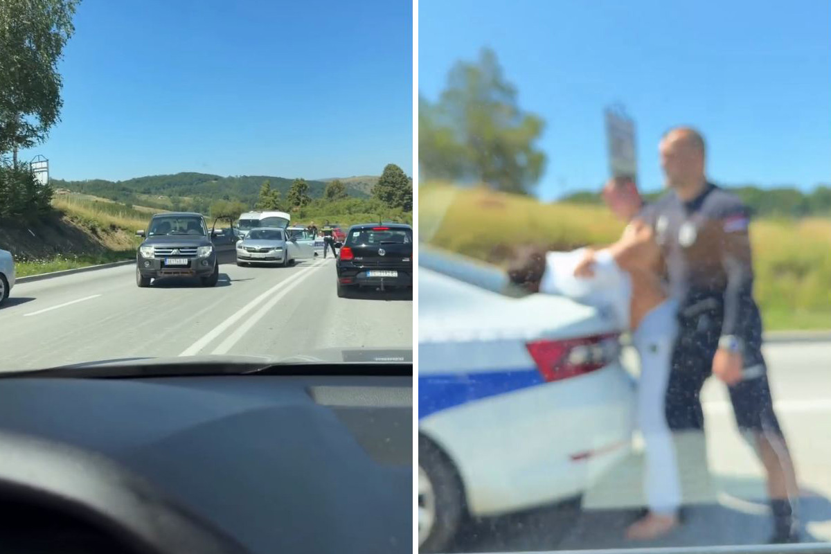 Scena kod Zlatibora! Bos usred magistrale, sav u belom: Hapšenje pretvorilo put u spektakl
