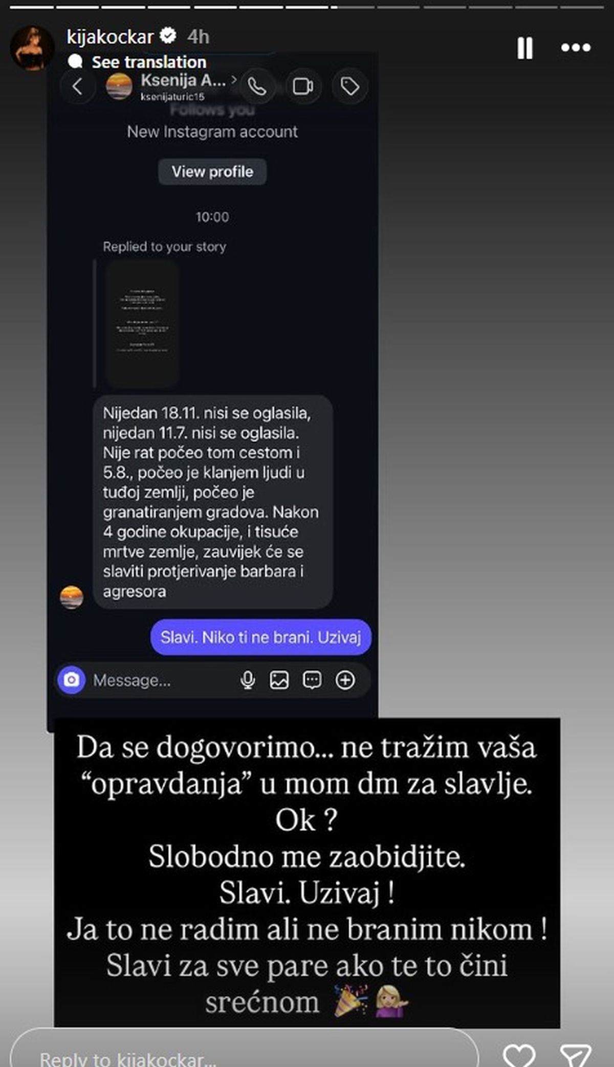 Kija dobila strašnu poruku zbog godišnjice Oluje od Hrvatice: "Slavi ako te to čini srećnom..."