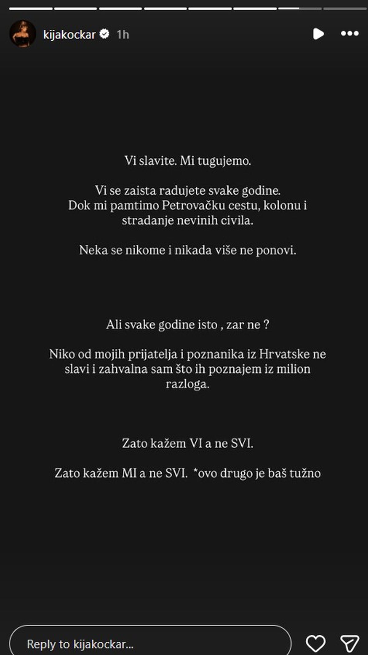 Kija dobila strašnu poruku zbog godišnjice Oluje od Hrvatice: "Slavi ako te to čini srećnom..."