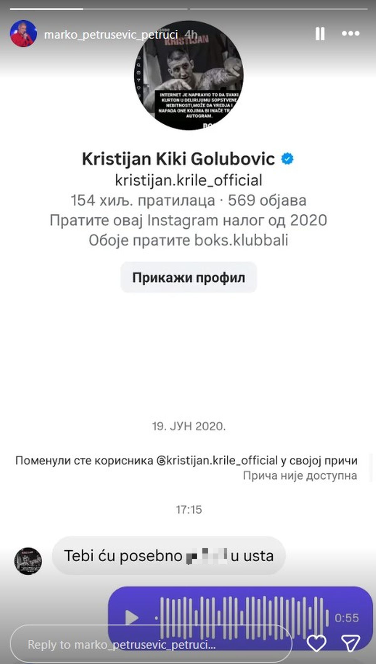 Petrući dobio užasnu pretnju od Kristijana Golubovića! Odmah je objavio, pa se oglasio