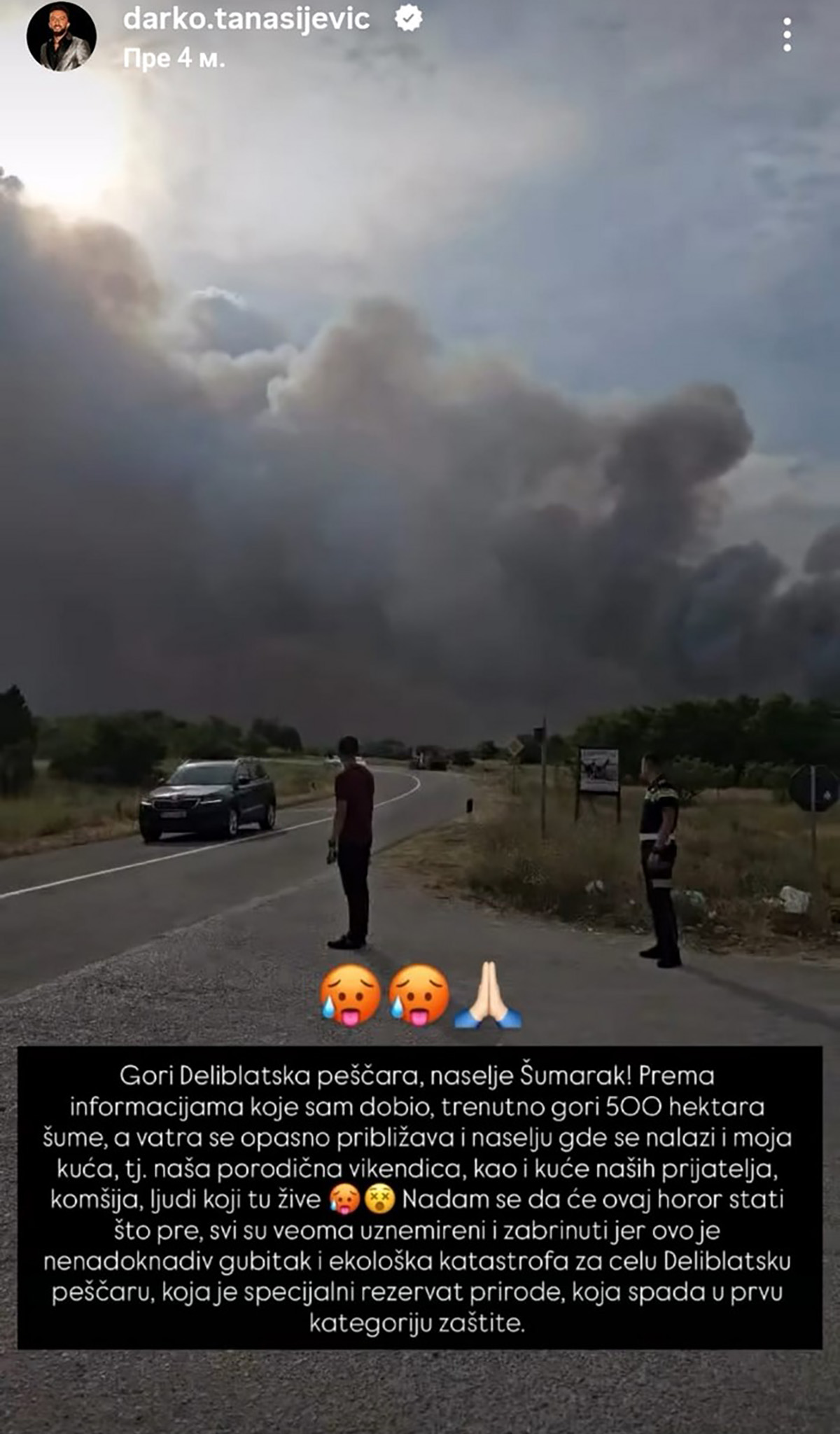 Vatrena stihija guta Deliblatsku peščaru! Oglasio se Darko Tanasijević, požar se približava njegovoj kući!