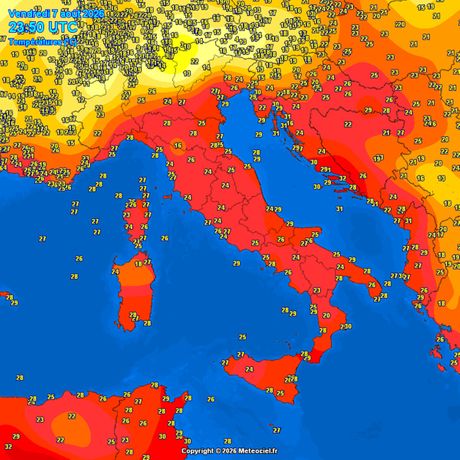 Temperatura vazduha pred ponoć