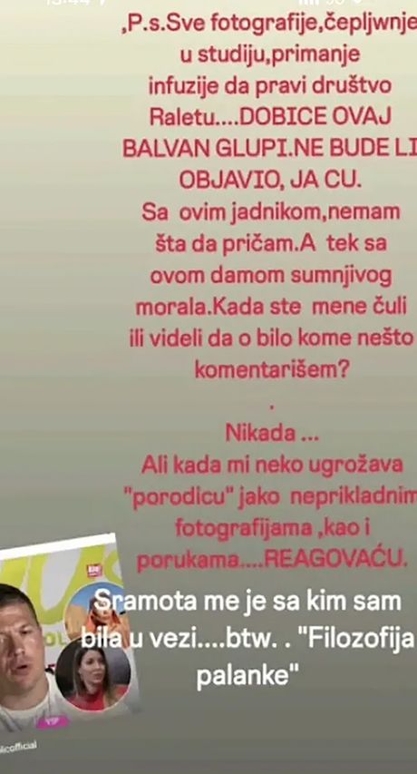 Ana Nikolić, Sloba Radanović, Jelena Radanović, instagram komentar
