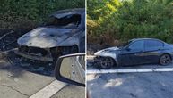 OSTALA SAMO ŠKOLJKA! Ovako izgleda "BMW" zapaljen na Zvezdari: Kamere snimile napadače