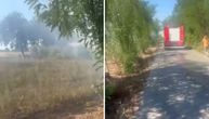 Veliki požar kod Obrenovca: Vatra se približila kućama, vatrogasci na terenu