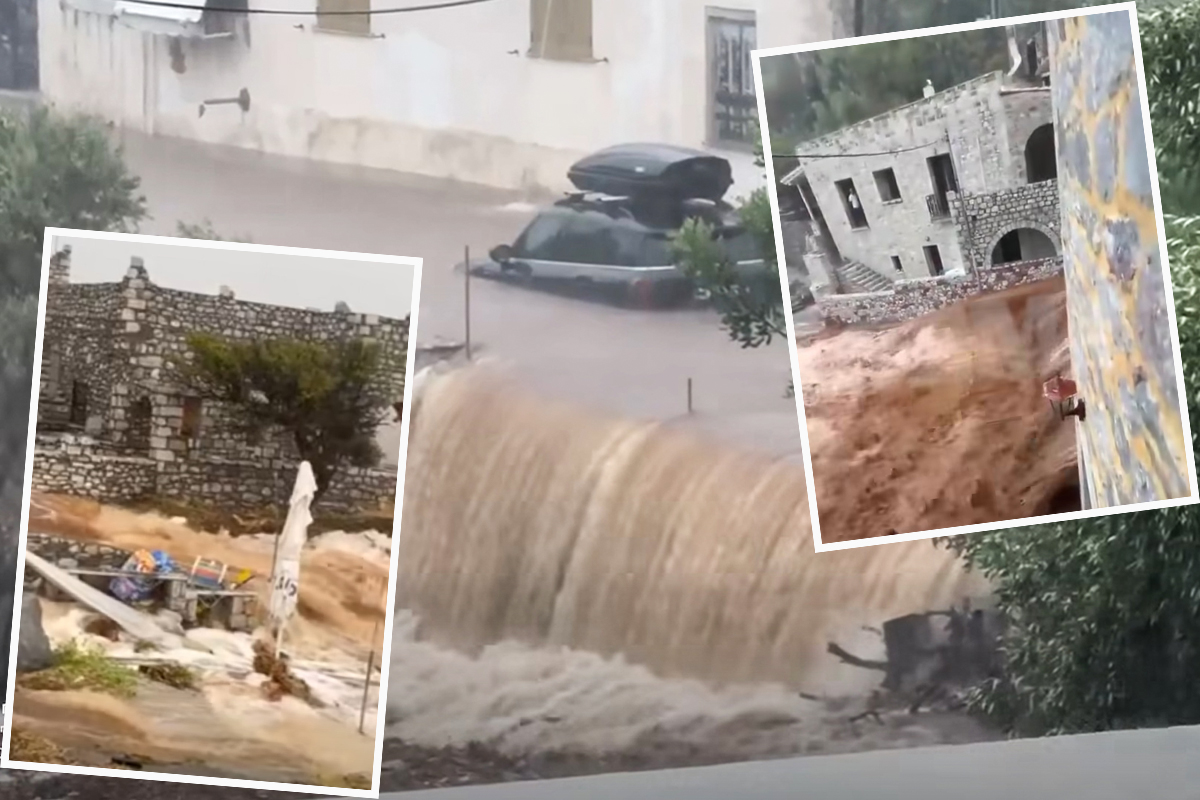Snimci stravičnog nevremena koje je pogodilo Grčku: Ženu udario grom dok je bila zarobljena u automobilu!
