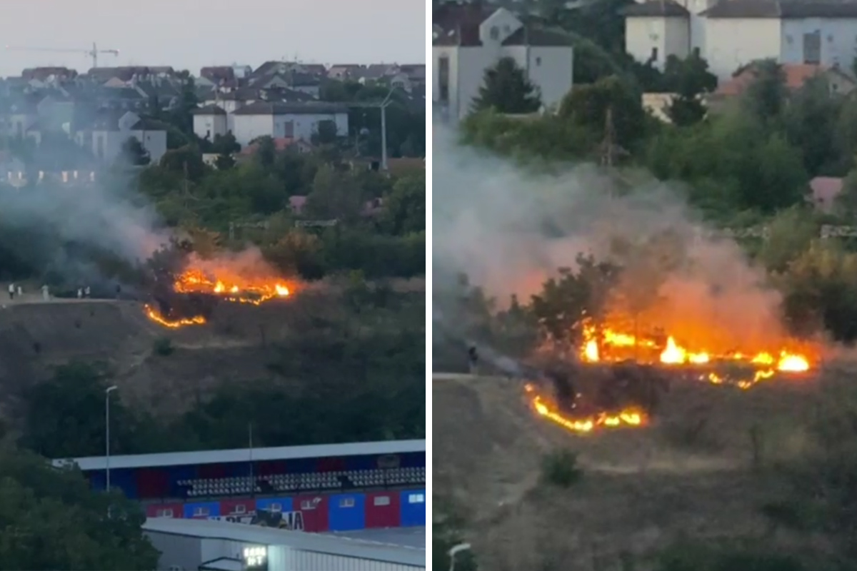 Stanovnike Bežanije zabrinuo plamen u blizini stadiona, brzo je požar ugašen