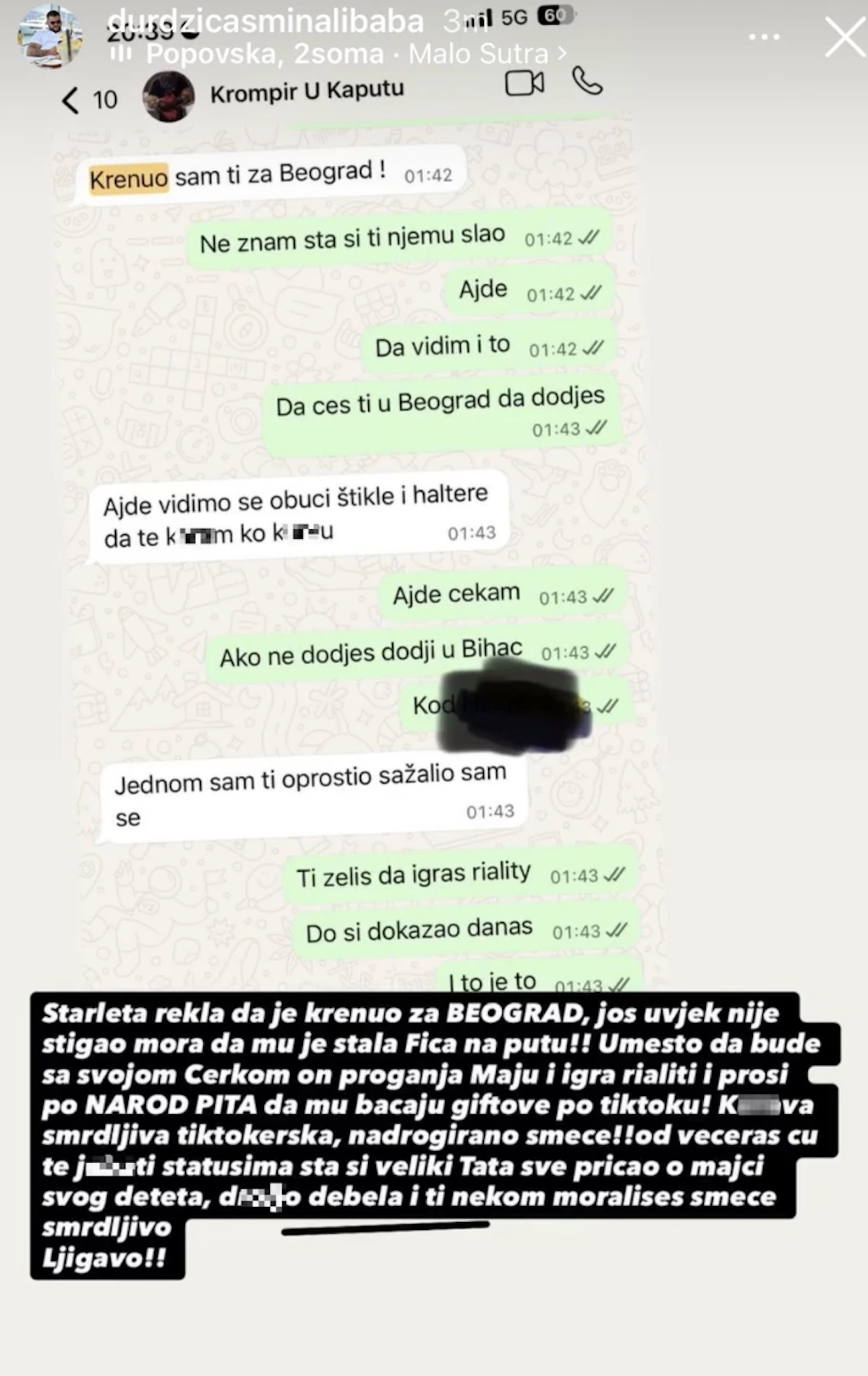 Asmin pred suočavanje sa Carem objavio šok prepisku - sadržaj je skandalozan: "Krenuo sam, obuci haltere"
