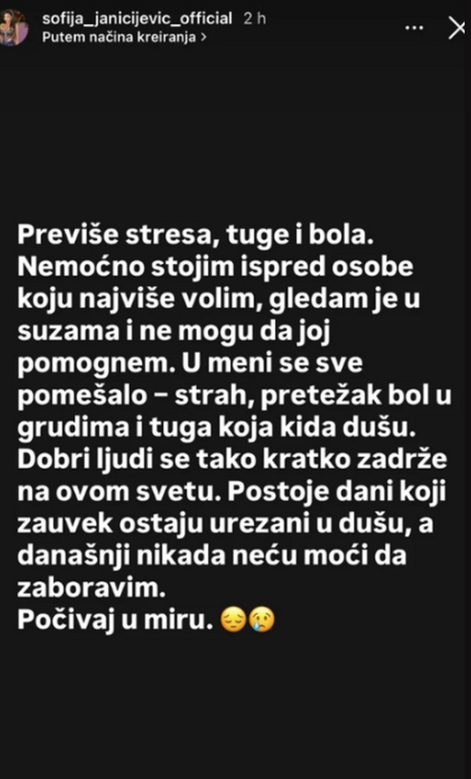 Tuga u porodici Sofije Janićijević: Oglasila se potresnim rečima, slomljena zbog gubitka "Izgubio je bitku..."