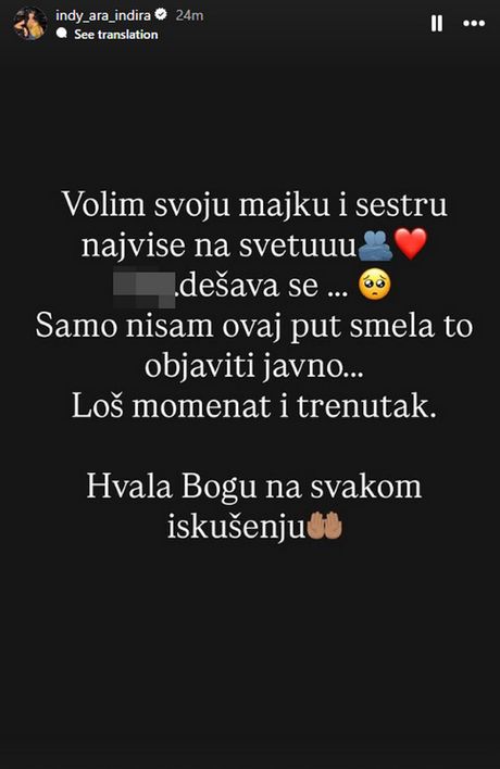 Indira Volim svoju majku i sestru