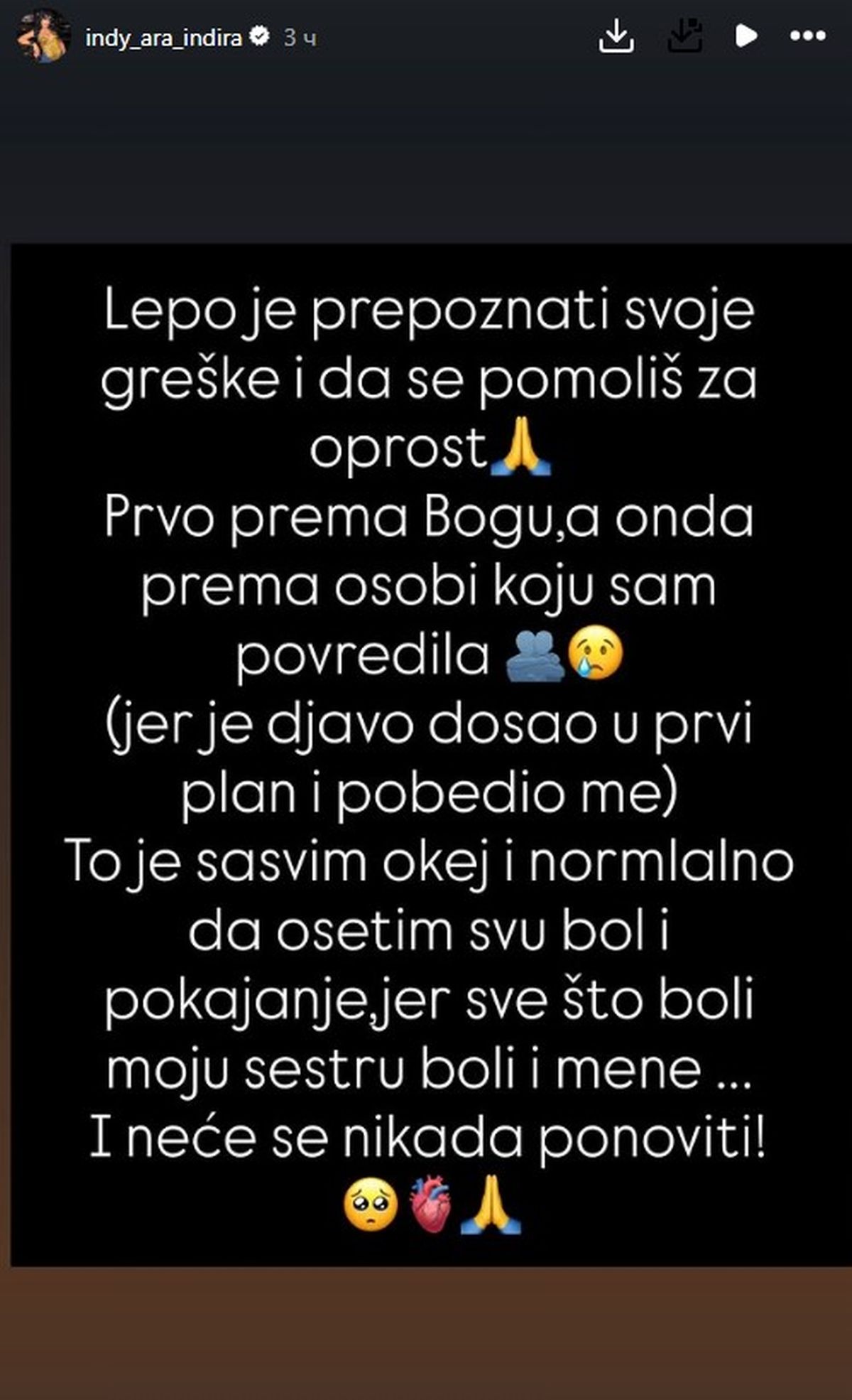 "Đavo me je pobedio" Indi se ponovo oglasila nakon drame sa Editom: "Sve što boli moju sestru, boli i mene"