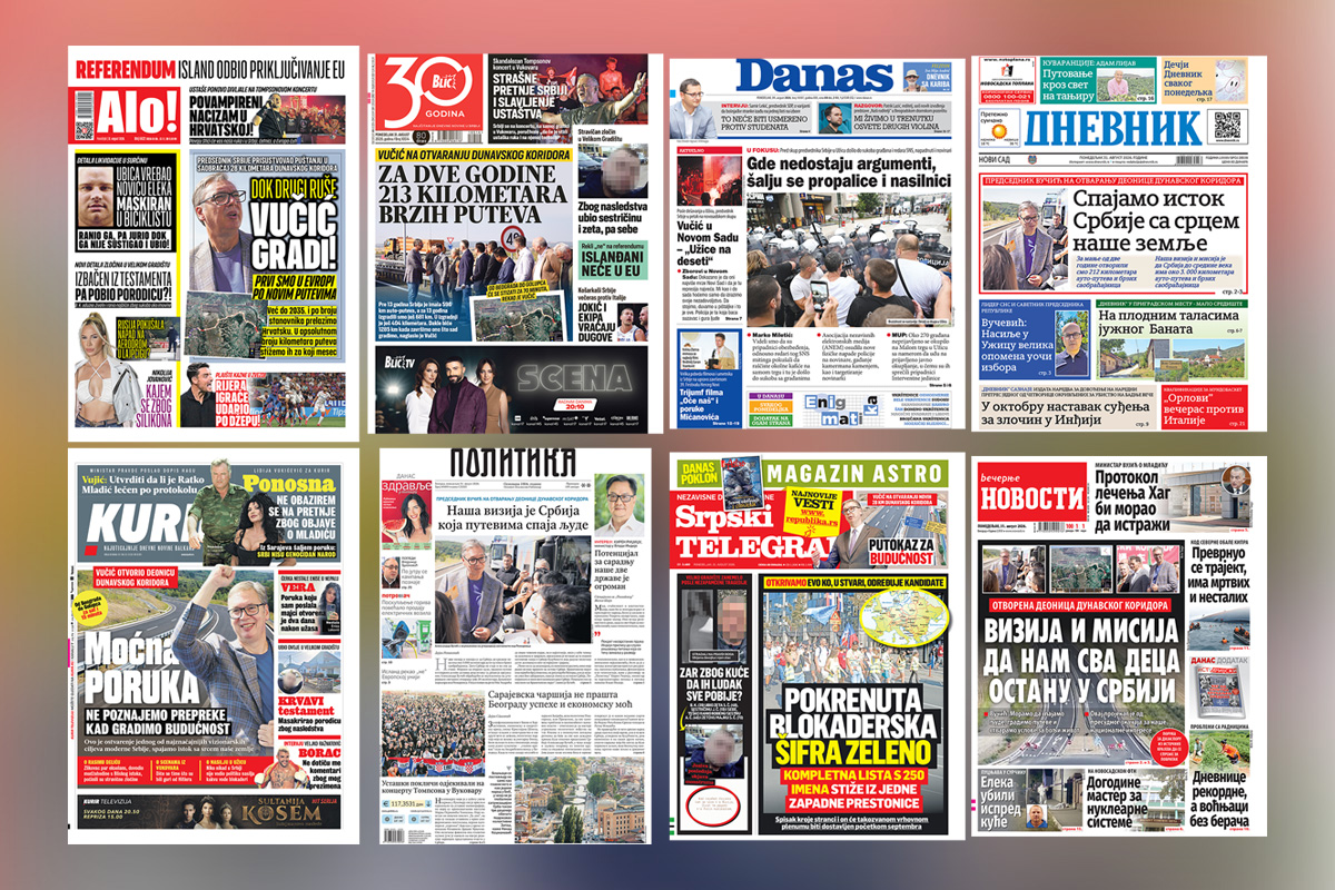 NASLOVNE STRANE SUTRAŠNJIH NOVINA: Prelistavanje štampe za nedelju, 31. avgust 2026. godine