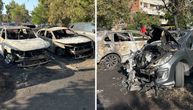 PRVE SLIKE POŽARA: Građani na Novom Beogradu u šoku, od automobila ostale samo ugljenisane školjke!