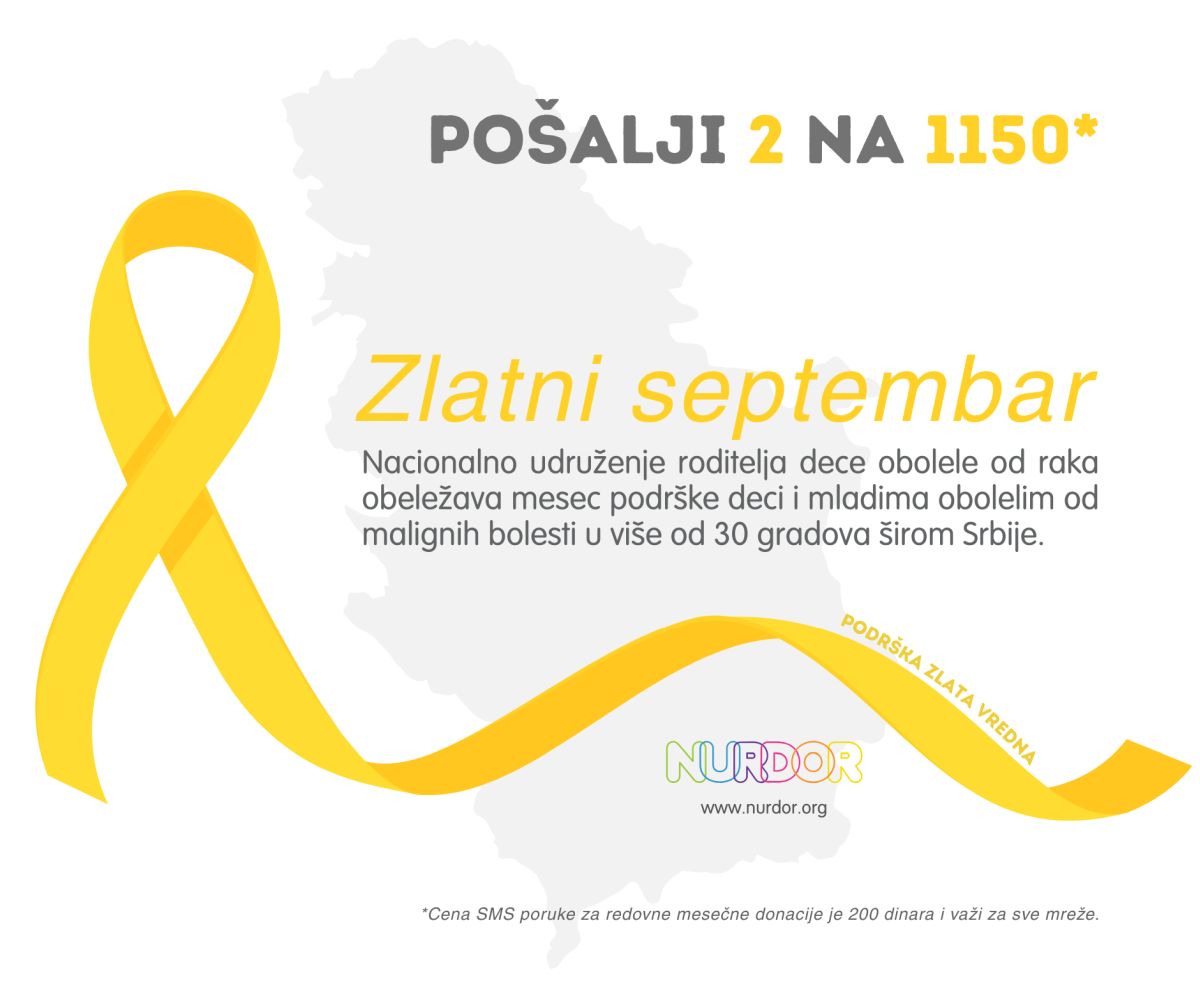 Zlatni septembar - mesec podrške deci i mladima obolelim od raka