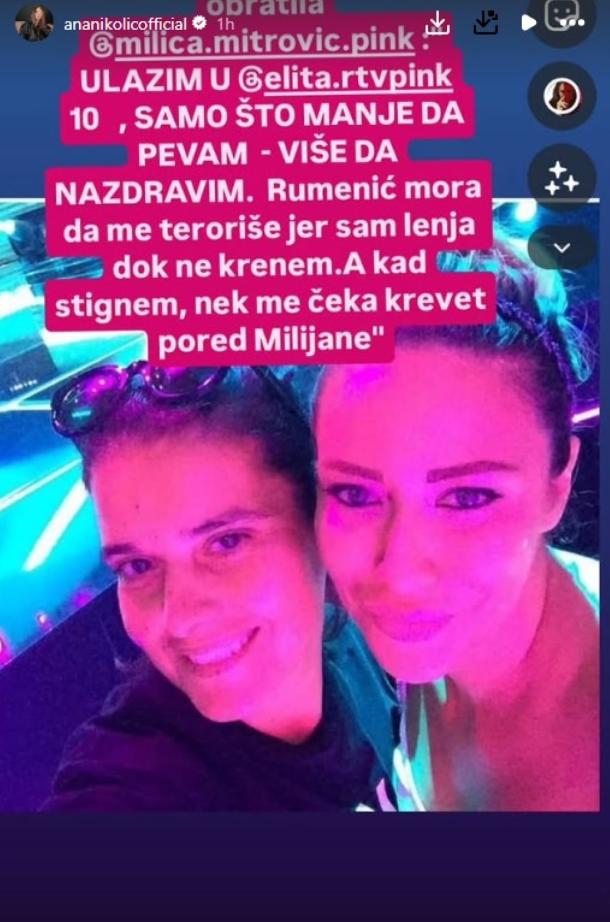 "Ulazim u Elitu 10" Ana Nikolić objavila sliku sa Milicom Mitrović: "Neka me čeka krevet pored Miljane"