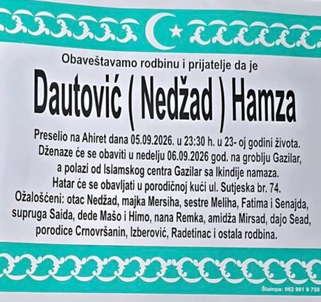 Novi Pazar, Hamza Dautović, saobraćajna nesreća