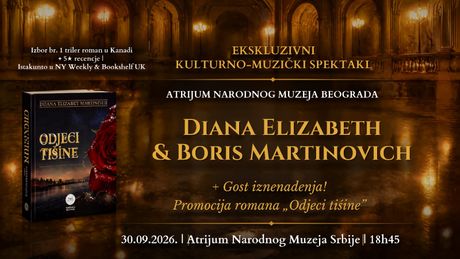 Svečana promocija romana „Odjeci tišine” Diane Elizabeth Martinovich: 30. septembra u Narodnom muzeju