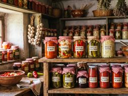 zimnica, ostava, špajz, tegle, kiseli krastavci