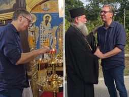 Aleksandar Vučić u manastiru Pinosava