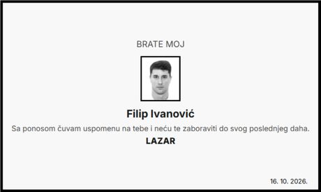 Filip Ivanović, čitulja