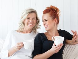 Two women, coffee