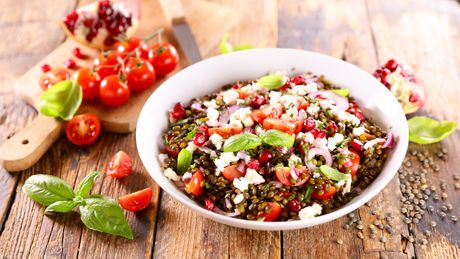 Greek lentil salad with pomegranate